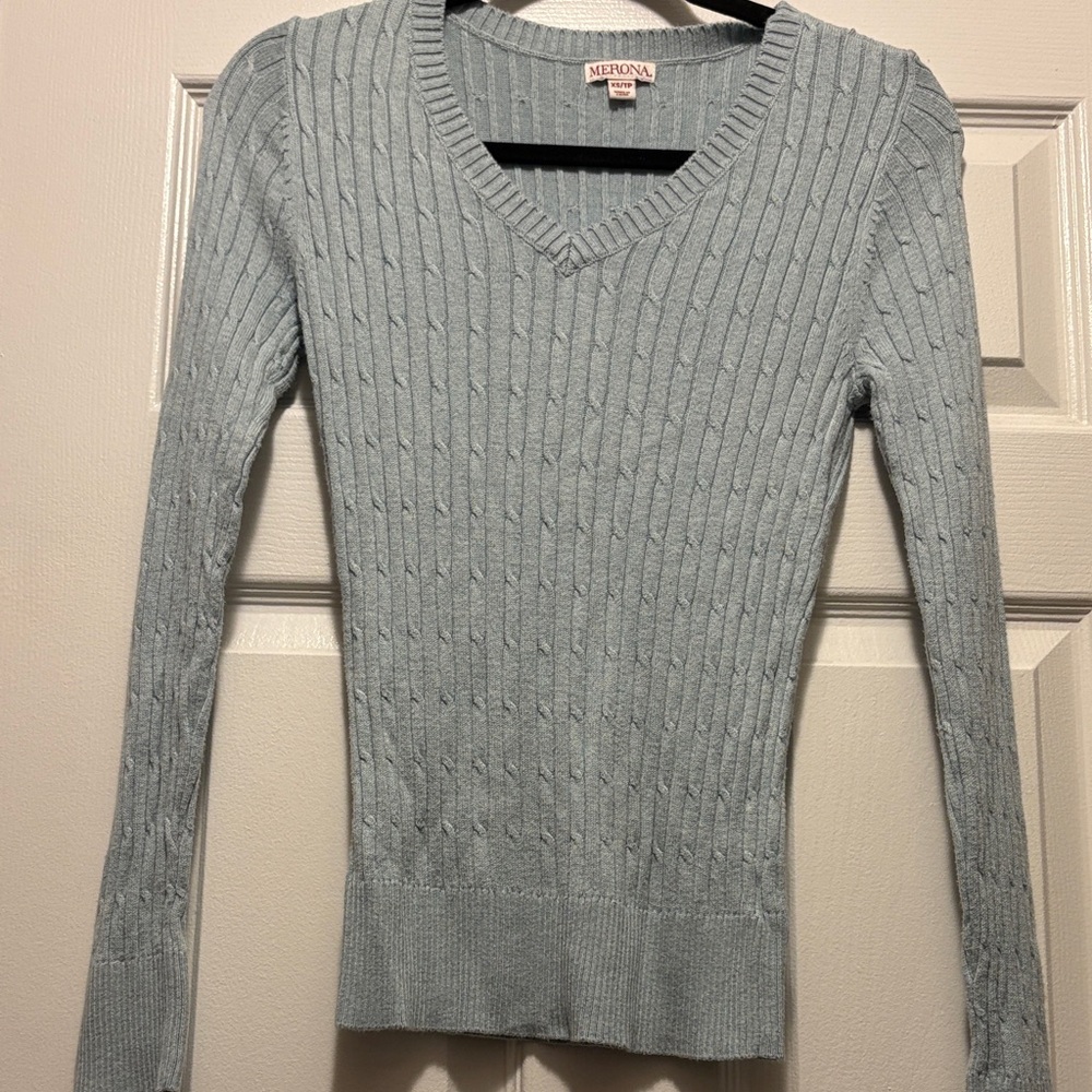 Merona Women's Soft Blue V-Neck Sweater
